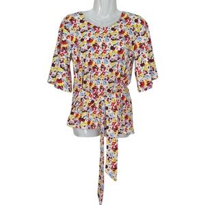 Ann Taylor Floral Top with Tie sz S